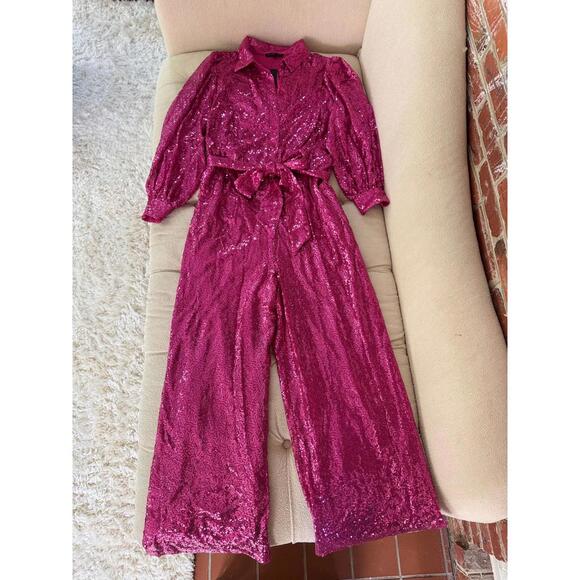 Eloquii Hot Pink Sequin Jumpsuit - Picture 4 of 8